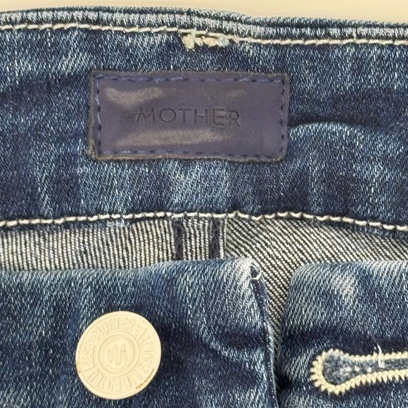 Mother The Looker Skinny Jeans Women 27 Dark Blue Distressed Denim Made in USA - Picture 11 of 11